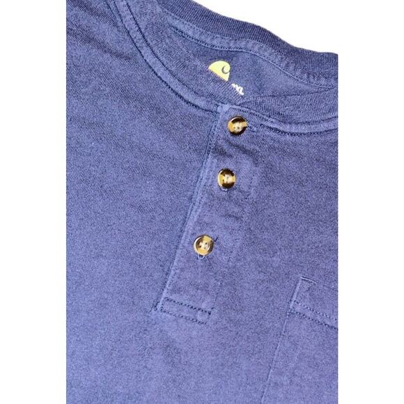 Carhartt Original Fit Button Up Henley Long Sleeve Pocket T-Shirt Men's 2XL Navy - Picture 5 of 6